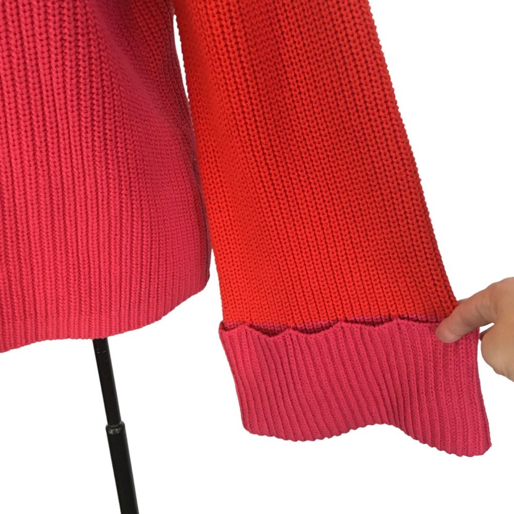 Sugar+Lips Pink Red Oversized Loose‎ Sleeves Pullover Turtleneck Sweater, S - Picture 3 of 10